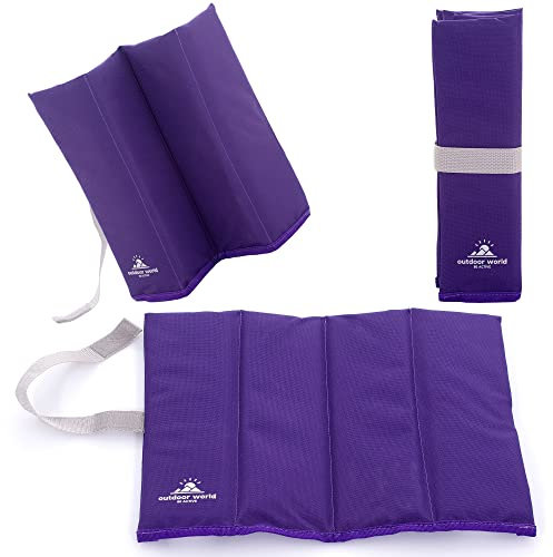 Outdoor World Klappbare Sitzmatte – wärmeisoliert, wasserdicht, feuchtigkeitsbeständig, tragbares Sitzpolster – leichtes Sitzkissen für Outdoor, Camping, Park, Picknick, Wandern, Angeln, Strand (Lila)