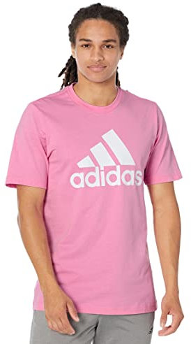 adidas T-shirt basique Badge of Sport pour homme, Rose/blanc., Taille M