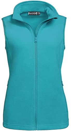 Outdoor Ventures Women's Fleece Gilet Lightweight Outerwear Vest Ladies Micro Fleece Bodywarmer 160G with 4 Pockets for Hiking Camping Travelling, Green Blue M