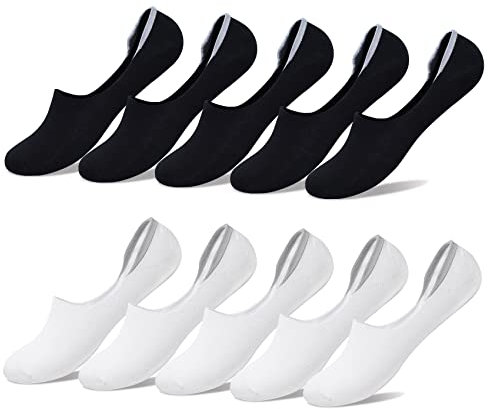 YouShow 10 Paar Sneaker Socken Damen Herren Füsslinge Schwarz Weiß 39-42