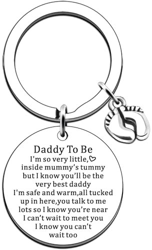 Porte-clés pour futur papa, cadeau de fête des pères, cadeau pour un futur papa, cadeau d'anniversaire, cadeau de Noël pour la première fois papa, Argenté., Taille unique