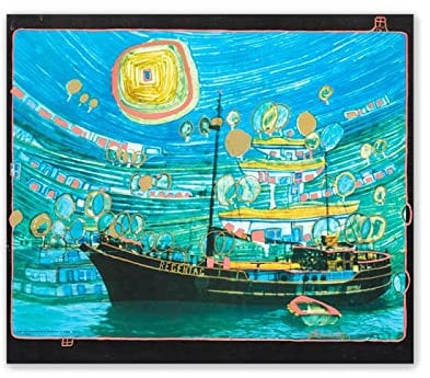 RHSH Friedensreich Hundertwasser Gemälde Leinwandbilder, Kunstdruck Poster und Drucke auf Leinwand.Berühmte Leinwand Wandkunst Bilder(Regentag) 70x85cm28 x33 Rahmenlos
