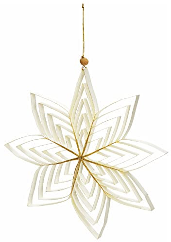 Weihnachtsstern 3D aus Papier in weiß - 30 cm/groß - Weihnachts Deko Hänger mit goldenem Glitzer - Advent Winter Fenster Dekoration zum Hängen
