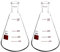 QWORK 2 Pack 1000 mL Borosilicate Glass Erlenmeyer Flask, Thick Wall Flask with 24/40 Outer Joint