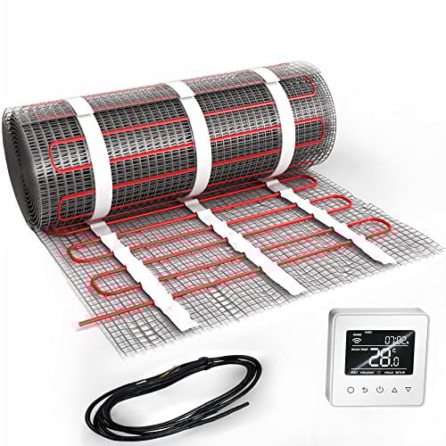 EconoHome Underfloor Electric Heating Mat - Fluoropolymer Heated Mat for Indoor Home Underfloor Insulation - Suited for Tile, Wood or Laminate - Inclusive of WiFi Smart Thermostat - 5 Square Metres
