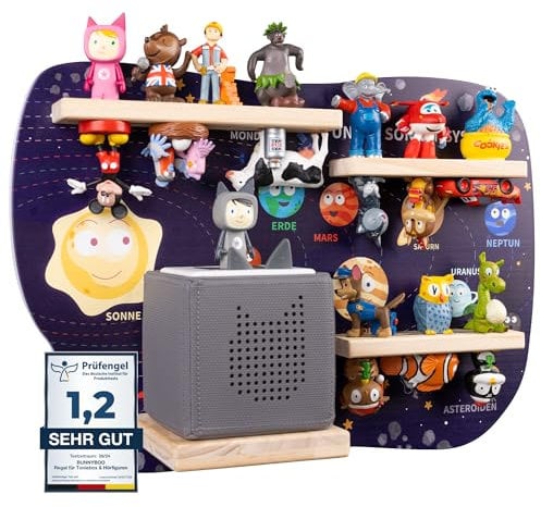 bunnyboo Toniebox Regal - für Toniebox und Figuren - ausreichend Platz für bis zu 32 Tonie Hörfiguren - Tonie Astronaut - geprüfte Qualität - Für Junge und Mädchen