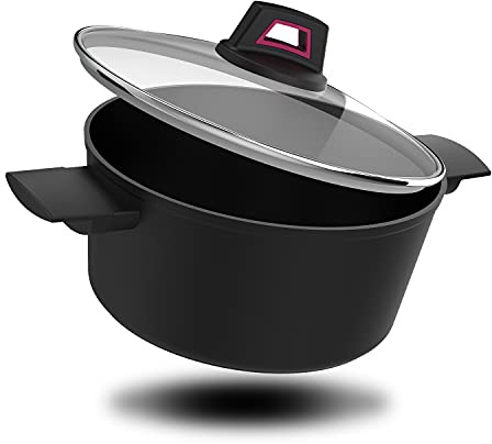 Taurus - Cacerola Cazo 20cm | Aluminio forjado | Recubrimiento antiadherente | Mango ergonómico | Olla para todo tipo de fuegos | Apto para lavavajillas | Libre PFOA | Cazuela con tapa