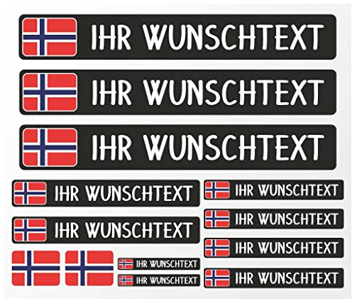 Samunshi® Fahrrad Namensaufkleber Norwegen Flagge - Name für Auto Motorrad Fahrrad Helm - Aufkleber Sticker Set personalisiert - Tuningaufkleber