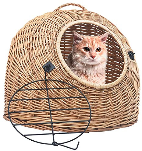 INLIFE Katzen-Transportkorb 60x45x45 cm Natürliche Weide,3.15kg,170909
