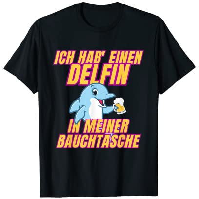 Delfin in meiner Bauchtasche Party Outfit Sommer Mallorca T-Shirt