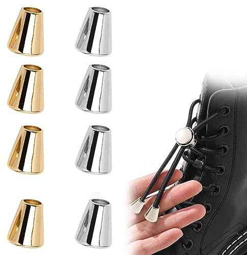 WKRTDY 8 Stück Verschlusskappen Kordelenden Metall Endstück Kordel Verschluss Endkappen Endstopfen Kordelstopper Gold Silber Für Schnüre Lanyard Kleidung Rucksack Sportwear Paracord 13x10mm