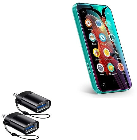 BoxWave Cable Compatible With TIMMKOO Q3E MP3 Player - USB-C to A PortChanger (2-Pack), USB Type-C OTG USB Portable Keychain - Slate Black