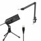 FIFINE USB Mikrofon mit Arm, Gaming Microphone für MAC PS4 PS5, Kondensator Mikrofon mit Einstellbarer Ständer für Streaming Studio Podcast Schwarz (K669B+BM63)