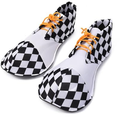 Zapatos de payaso para adultos, hombres y mujeres, accesorios divertidos para disfraz, zapatos de cabeza redonda, accesorios de graduación, Halloween (negro y blanco)