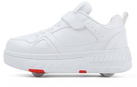 Rollschuhschuhe für Mädchen und Kinder mit Rollen, Quad-Rollschuhe für Damen, 2-in-1-Inline-Skates, Verformungstrainer für Anfänger,White-36