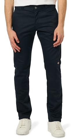 Dickies Hombre, Pantalón utilitario con doble rodillera de corte recto ceñido, NAVY Talla únicaCURO, 34W / 30L