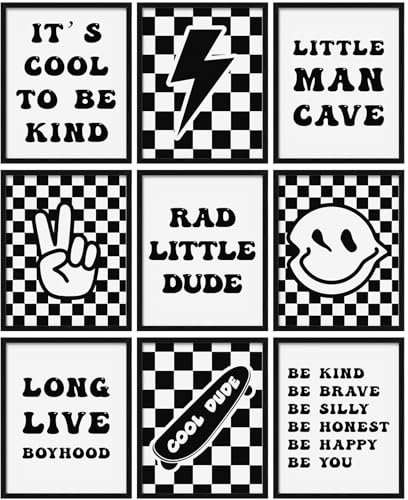 Eersida Retro-Poster, kariert, adrett, Lightning Peace, Long Live Boyhood Rad, Little Dude, Poster, Drucke, Teenager, Jungen, Poster, Geschenke für Jungen, Jugendzimmer, Wohnheim, Dekoration,