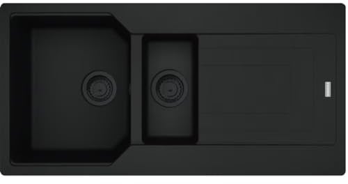 Kitchen Sink Made of Granite (Fragranite) with Single and a Half Bowl from Franke Urban UBG 651-100 - Black matt/Black Drainer - 114.0693.541