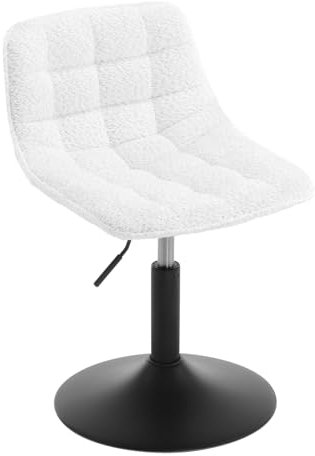 WOLTU Schminktisch Stuhl Hocker für Schminktisch, Schlafzimmer & Esszimmer - Höhenverstellbar, 360° Drehbar mit Rückenlehne, aus Bequemer Chenille, Weiß, BH408ws-1
