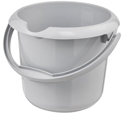 keeeper Eimer mit Ausguss, integrierter Mess-Skala und ergonomischem Griff, 5 l, Mika Eco Line, Grau (Eco Stone Grey)