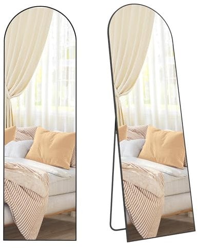 SONGMICS Ganzkörperspiegel, 160 x 50 cm, gewölbter Standspiegel, Rahmen aus Aluminiumlegierung, Hartglas, für Schlafzimmer, Wohnzimmer, Garderobe, tintenschwarz LFM031B01