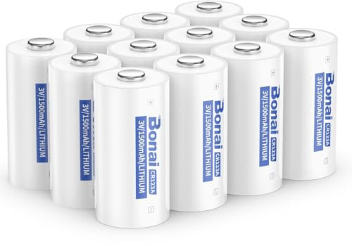 BONAI CR123A Batterie al Litio CR123 da 3V 1500mAh Non Ricaricabile Lunga durata con Auto-Scarica Bassa per Sensori Intelligenti, Torcia elettrica, Fotocamera, Giocattolo, Microfono (confezione da 12)