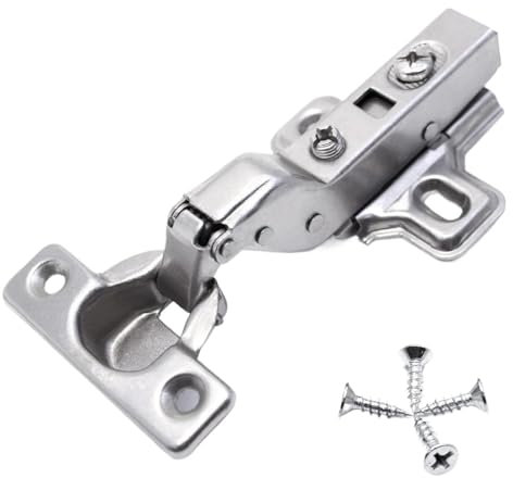 Aqxymju 1 x kleine Scharniere, sanftes Schließen, dünne Tür, verdecktes Scharnier, Dämpfung, Stummschaltung, Möbelbeschläge, Vitrine, 26 mm Becherdurchmesser, Stahl(Color:Embed)