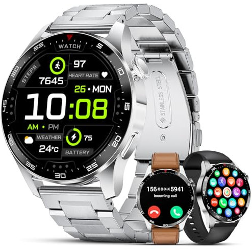 LIGE AMOLED - Reloj inteligente para hombre de 1,43 con función de teléfono 100 + modos deportivos 5 ATM compatible con iOS Android Batería 400mAh 2024