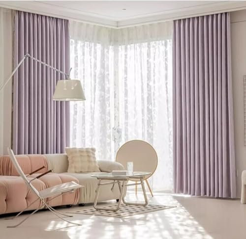 Daesar Vorhang Verdunkelung mit Ösen 2er Set, Gardinen Blickdicht Jacquard Modern 132x138CM Schiebevorhänge Lila Vorhänge Schlafzimmer Wohnzimmer