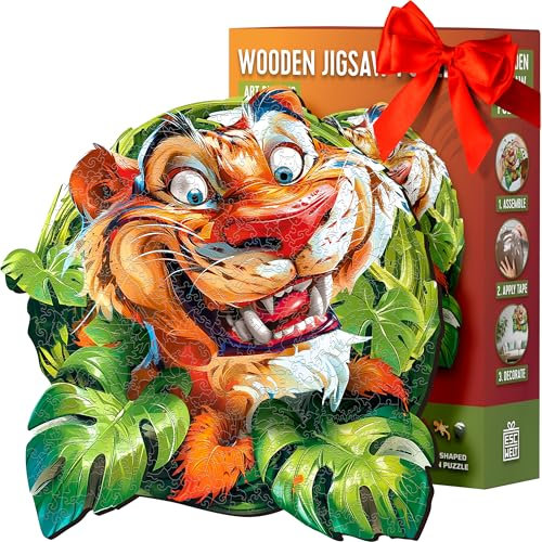 ESC WELT Holzpuzzle Tiger 500 Teile - Anspruchsvolles Denkspiel für Kinder & Erwachsene - Umweltfreundliches & Unterhaltsames Lernspielzeug - Herausforderndes Spiel - Denkspiel aus Holz