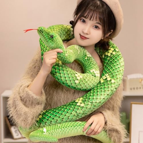 Xshelley 300 cm (120 inch) high simulation extra long snake, soft plush toy, snake stuffed animal, large stuffed animal toy, children's toy gift (green)