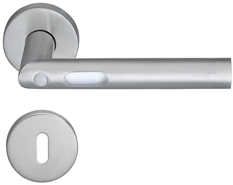 MeinTürgriff LED-Türgriff Orbit Türdrücker BB PZ WC Edelstahl matt Türgriff Drückergarnitur, Typ:BB- Buntbart