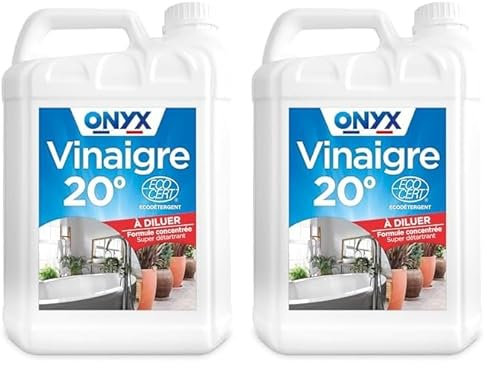 Onyx - Vinaigre Concentré 20° - Détartrant - Nettoyant - Pour la Maison et les Extérieurs - Facile à Diluer - Ecocert - 100% d'Ingrédients d'Origine Naturelle- Fabrication Française - 5L (Lot de 2)