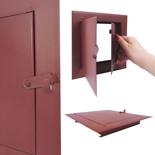 BAUSTER® 1 Stück Kamintür 14 x 14 cm Revisionstür Metall Schmutzschutztüren Schornsteintür gemalt braun Öffnungen in der Kamin die zur Reinigung des Schornsteins geöffnet werden kann