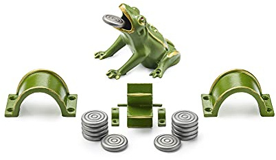 Ardosia Jeu de la Grenouille Premium Acier INOX Kit Complete, 1 Grenouille Moule d’Une Seule Pièce Acier Massif + 2 Ponts + 1 Moulin et Supports + 10 Jetons