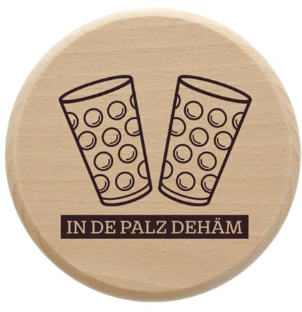 In de Palz dehäm - Pfälzer Dubbeglas Deckel aus Holz für 0,5 L Dubbegläser und andere Gläser, Dubbedeckel - Schutz vor Insekten, Blätter