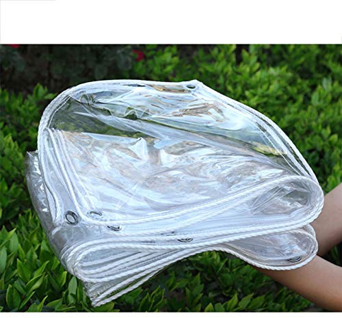 ZHZHXR avec des Trous Corde Blanche Transparent Audacieux Tissu Imperméable Cabanon Extérieur Utilisé pour Entrepôt Parc Pavillon, 14 Tailles, Peuvent Être Personnalisés (2.4mx4m)