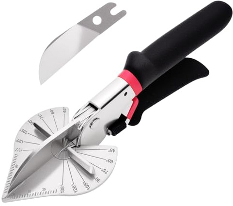 Multi Angle Miter Shears for Moulding and Trim, Quarter Round Cutting Tool for Cutting Soft Wood, Plastic, PVC, Adjust at 45-135 Degree Multi-Angle, Hand Tools with 1pc Extra Blade
