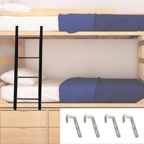 GAOXIONG Escalera de Metal para litera Doble de 4 o 5 peldaños, Color Negro, con Ganchos, Ideal para dormitorios, lofts, autocaravanas (tamaño: 130 cm)