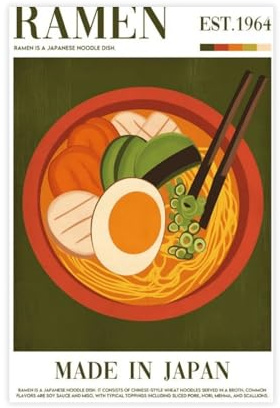 NFFBGFD . Retro-Ramen-Poster, Leinwand-Poster, Wandkunstdruck, Bild, Gemälde, 30 x 45 cm