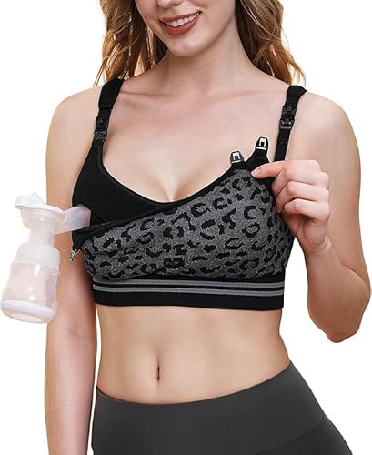 momcozy Seamless 4-in-1 Pumping Bra Hands Free, CozyFitClasp Pumping & Nursing Bras,Supportive Breast Pump Bra