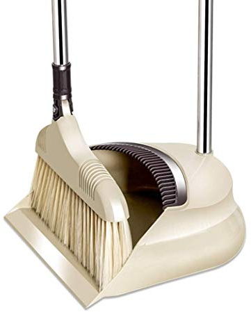 Whisk Broom ， Broom and Dustpan Set, Light Weight Lobby Broom Combo, Upright Dust Pan Ideal for Home, Kitchen, Room, Office Use