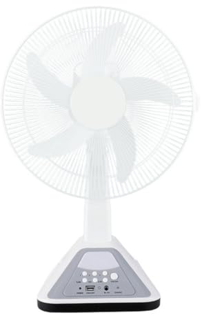 16 Inch Desktop Fan with Battery, Remote Control, AC/DC Compatibility, Mobile Phone Charging, Solar Powered Wall Fan