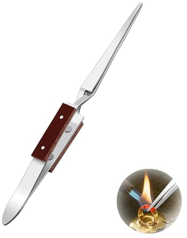 Industrial Precision Fiber Grip Soldering Tweezer Cross Locking Straight Pointed Tip Stainless Steel for Electronics Repair, Jewelry, Computer, Laboratory Work etc.