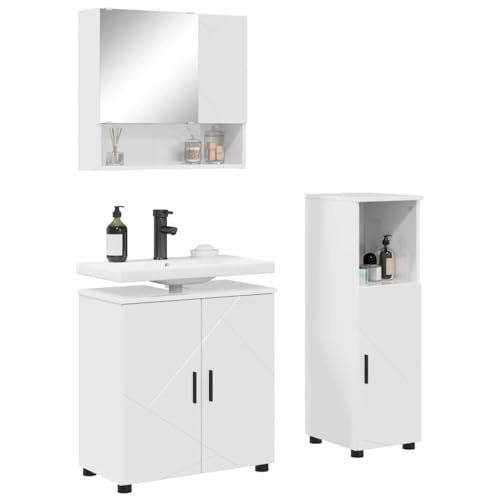 vidaXL Bathroom Furniture Set 3 pcs High gloss white 61 x 35 x 64 cm,