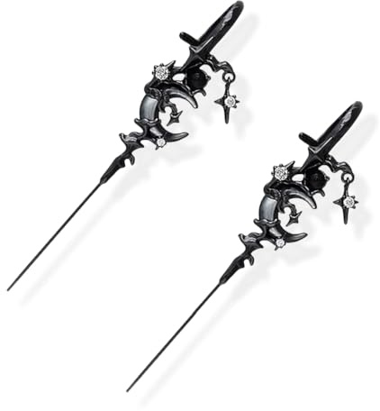 Myth of The Moon Hypoallergenic Ear Hook Piercing Earrings – Creative Star Moon Earring, Lightweight Comfort for Sensitive Ears Gifts for Best Friend (B)