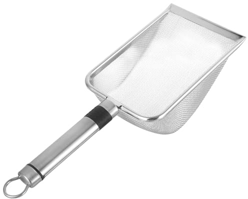 Yardenfun Duradero Colador de Suelo de Jardín de Acero Inoxidable con Mango Tamiz de Malla para Compost Arena y Tierra Pala Profunda Multiusos para Jardinería y Criba de Arena de Playa