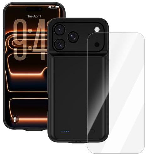 Giabuao Battery Case for iPhone 17 Pro(6.3''), 8500mAh Portable Charger iPhone Ultra-thin Extended Battery Case Phone Charger and Protective Case with Charging Function for iPhone 17 Pro - Black
