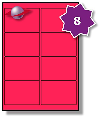 Label Planet® 8 Per Sheet, 10 Sheets (80 Fluorescent Pink Labels). Fluorescent Labels for Laser Printers, 99.1 x 67.7mm, LP8/99 FC.