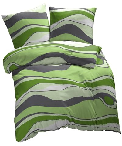 etérea Microfaser Bettwäsche 200x200 cm + 2Stk 80x80 cm New Alto Grün | 100% Polyester · Soft-Peach-Veredlung · Reißverschluss · 60°C waschbar · Ganzjahres · STANDARD 100 by OEKO-TEX